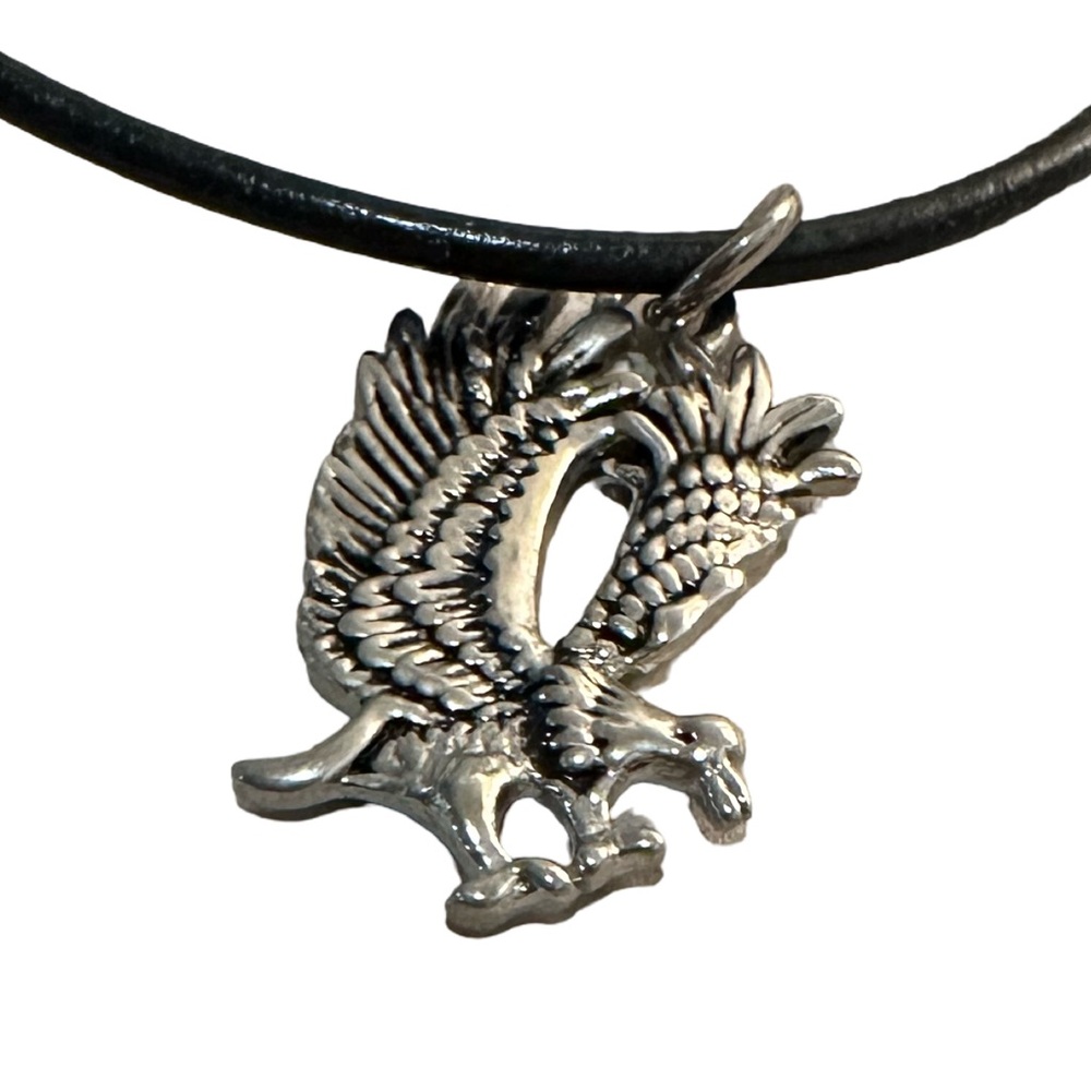 Flying Eagle Bird Pendant Necklace Chord Necklace Adjustable Length - Picture 3 of 3